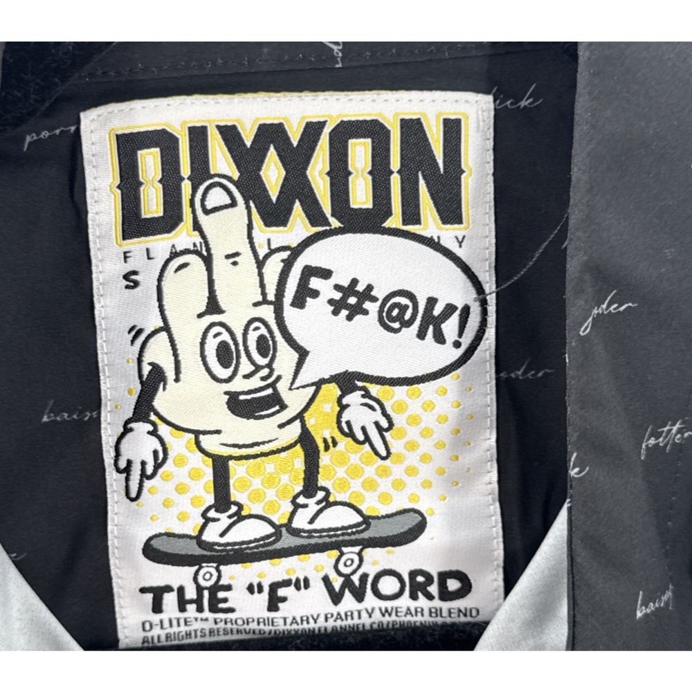 Dixxon Flannel Women’s Party Shirt Small F Word Black Short Sleeve Button Up New - Picture 5 of 10